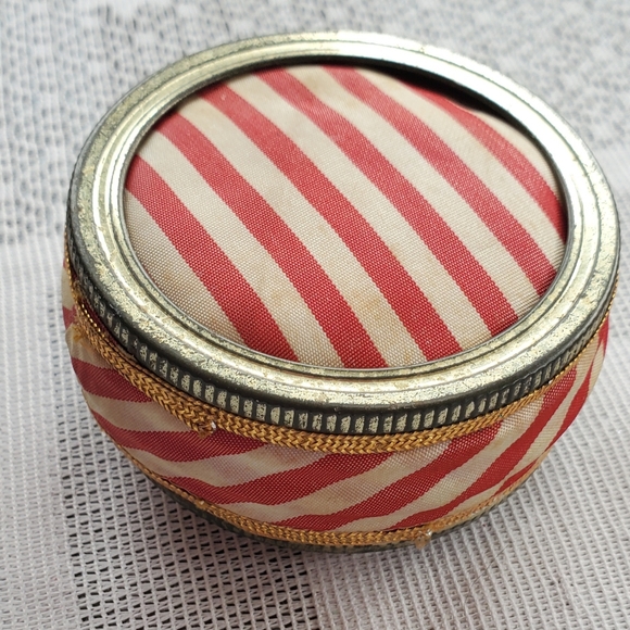 Vintage Ball Canning Jar Lid Pin Cushion Handmade Red White Stripe Dual Sided - Picture 7 of 9
